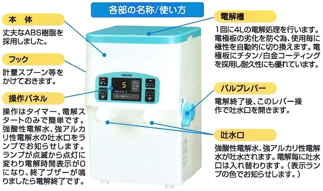 うのにもお得な アマノ AMANO 電解水生成装置 α-cute sushitai.com.mx